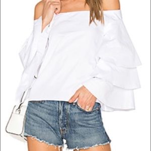 Off the Shoulder White Revolve Top